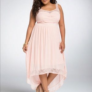 Lace Gauze Hi-Lo Maxi Dress